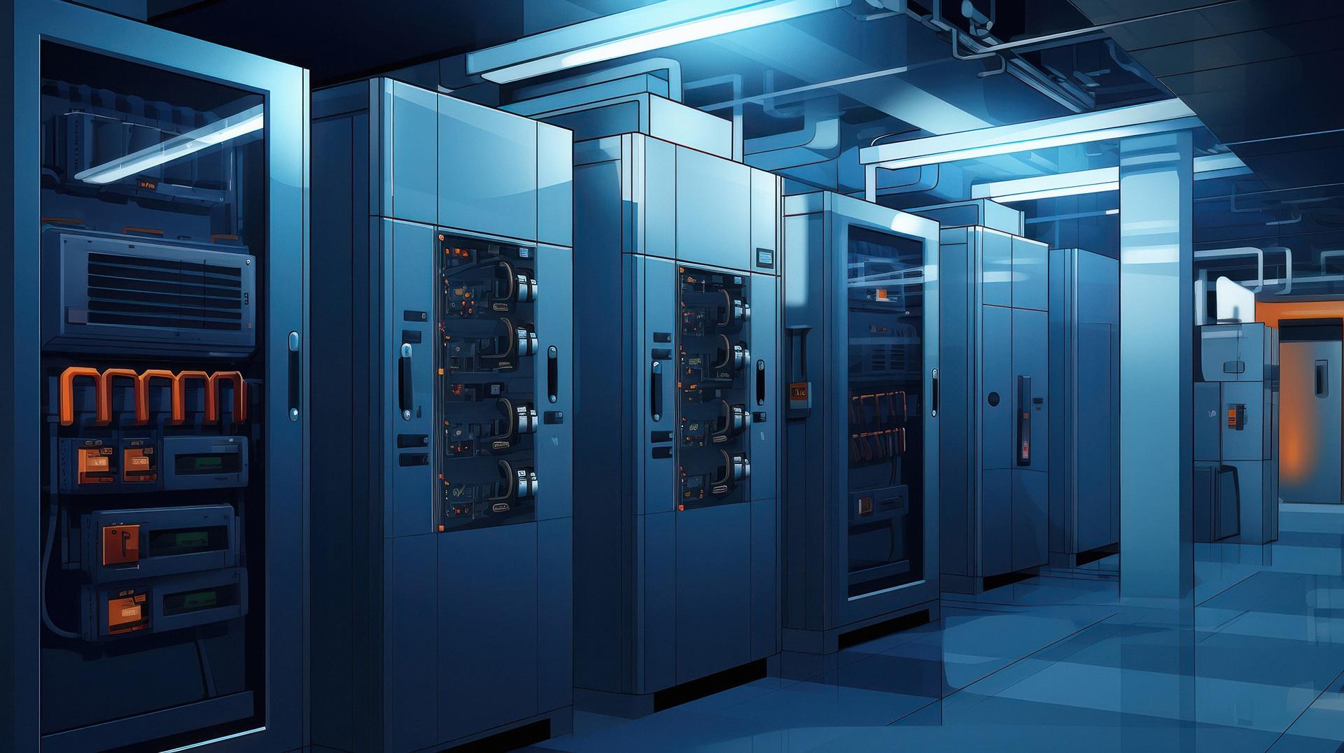 Serverracks in modernem Technikraum | Spleißbox